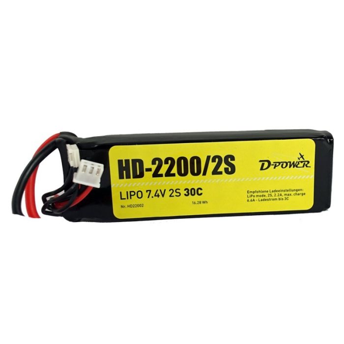 DP-HD22002T, D-Power HD-2200 2S Lipo (7,4V) 30C - T-Stecker , D-Power, voor €17, Geleverd door Bliek Modelbouw, Neerloopweg 31, 4814RS Breda, Telefoon: 076-5497252